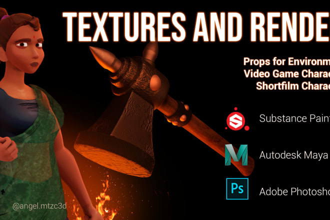 I will do uvs and texture your 3d character and props