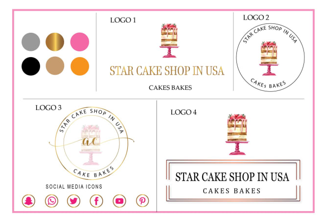 I will do watercolor cupcake,cake,bakery products logo