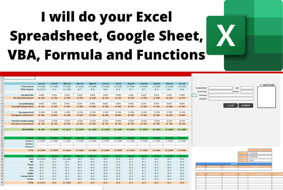 I will do your excel spreadsheet, google sheet, vba, formula and functions