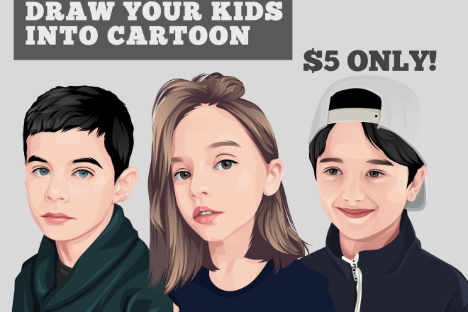 I will draw a vector portrait of the kids