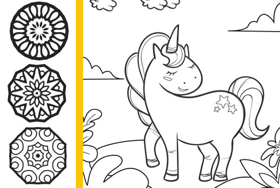 I will draw coloring book pages and covers for children and adult