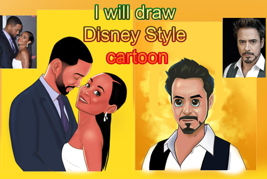 I will draw disney style cartoon