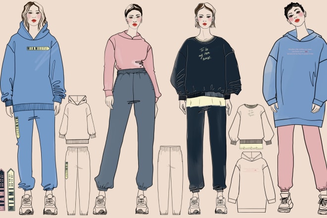 I will draw flat fashion sketches for your brand of clothes