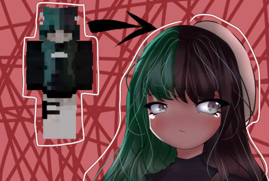 I will draw your minecraft skin or roblox avatar in anime style