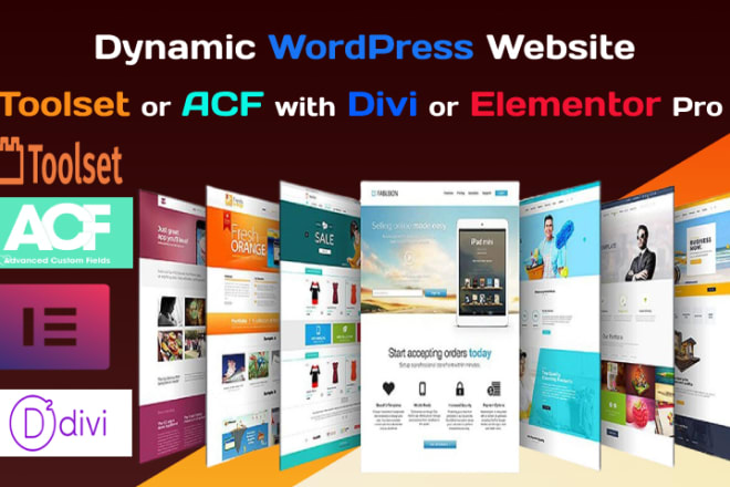 I will dynamic wordpress website with toolset or acf and divi or elementor pro builder