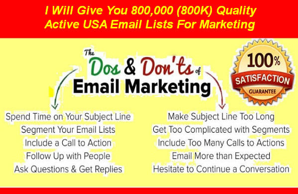 I will give you stunning 800k niche based USA emails for marketing