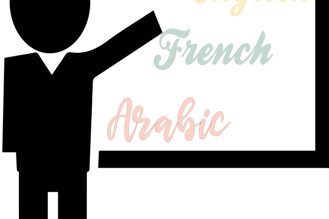 I will help you learn english,arabic or french