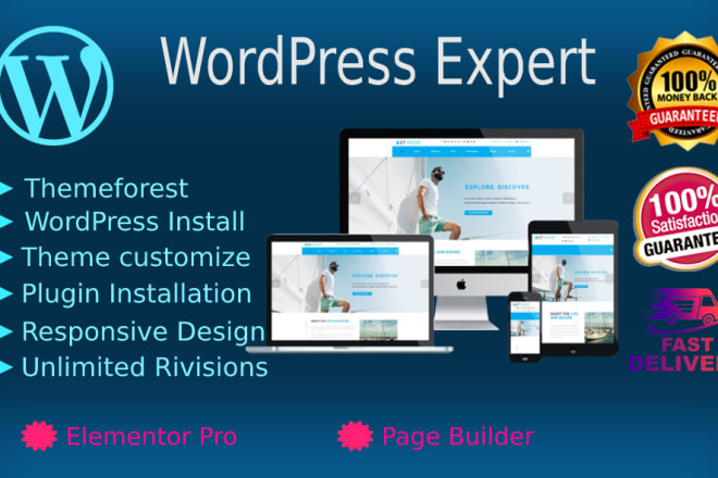 I will install wordpress, theme set up, demo content and do customization