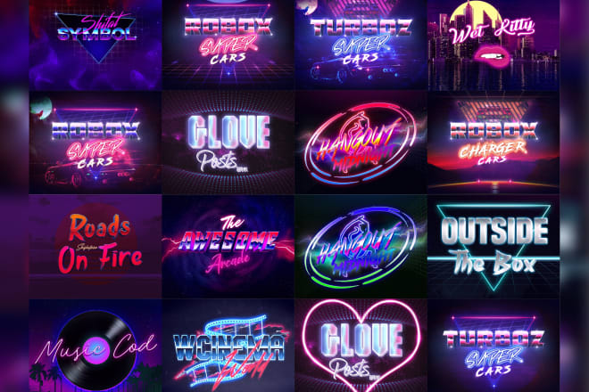 I will make 3d 80s retro style synthwave logo design by neon effect