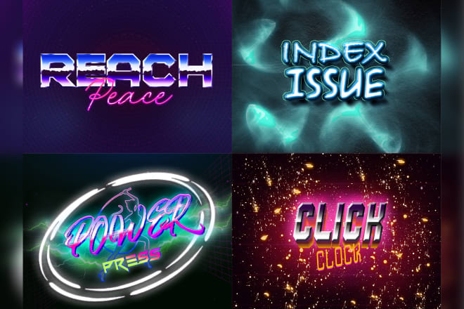 I will make 80s retro text effect designs vintage neon style logo