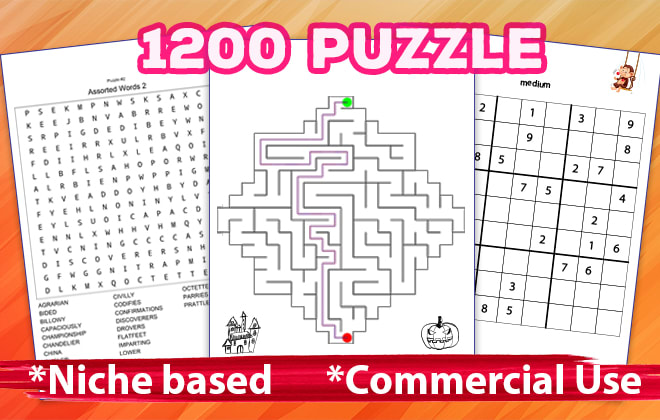 I will make sudoku, mazes and word search puzzles for kdp book