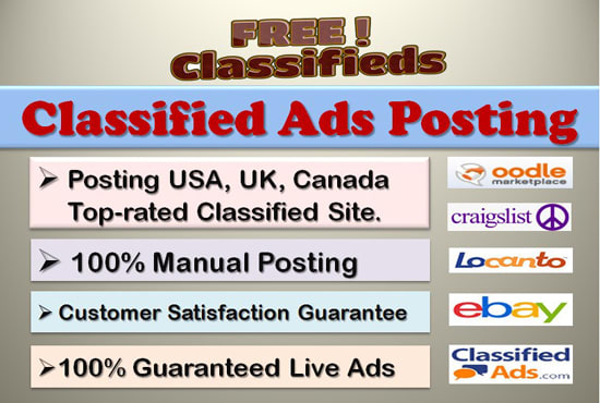 I will post your ads in top classified site on targeted country