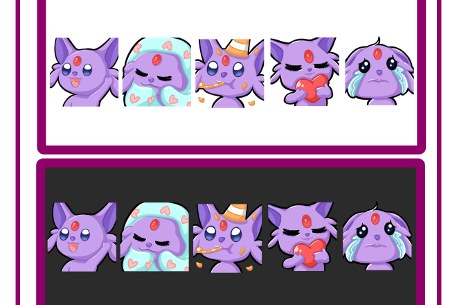 I will premade 5 espeon emotes for twitch