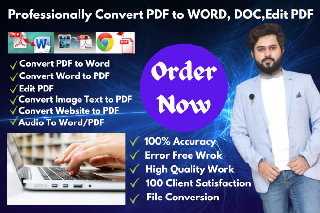 I will professionally convert pdf to word, doc, edit pdf