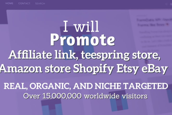 I will promote an affiliate link, teespring promotion, amazon store shopify etsy ebay