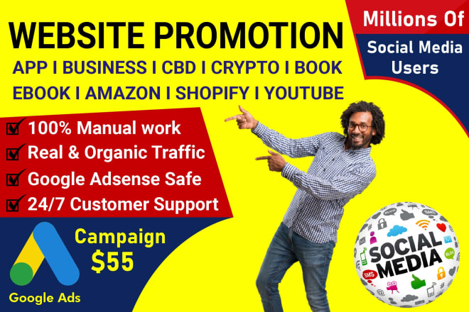 I will promote and advertise website, app, cbd, crypto, product, business, any web link