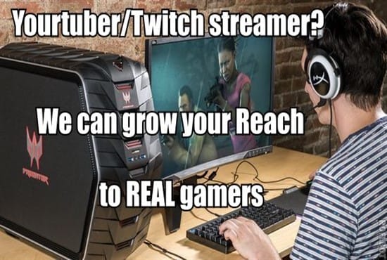 I will promote your twitch,youtube,fb stream to 250,000 gamers