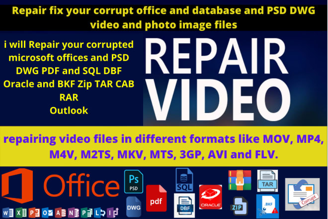 I will repair your corrupted office and database and audio video file