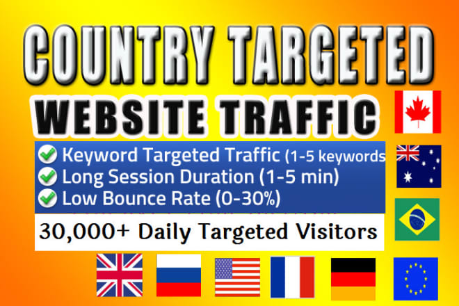 I will send unlimited country targeted traffic with long visit