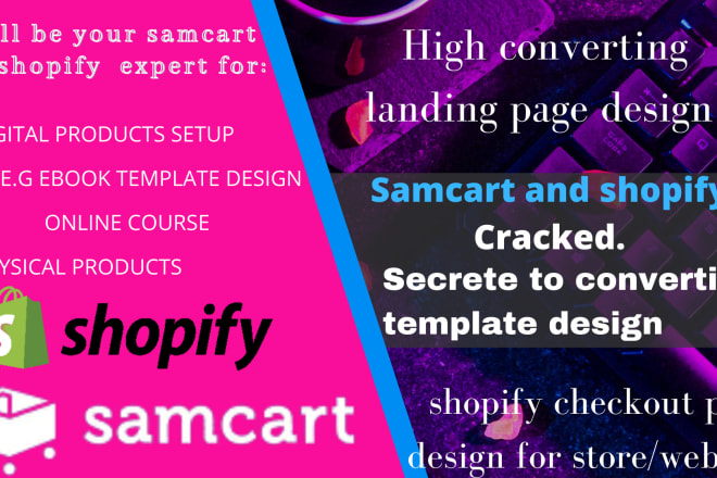 I will shopify landing page samcart, kajabi thrivecart checkout page design