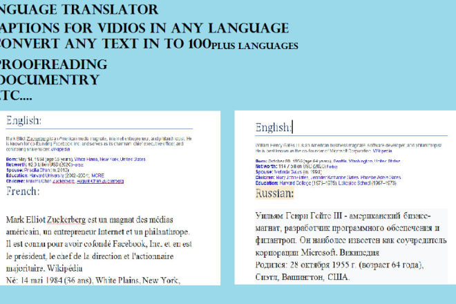 I will translate any text in 100 languages, add captions in videos