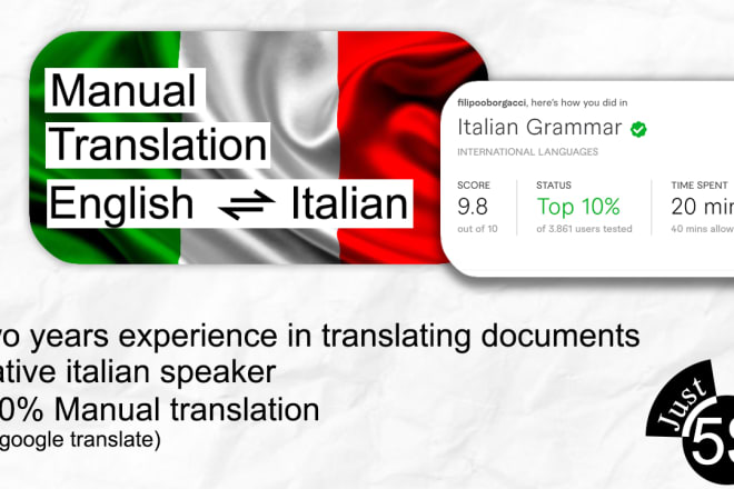 I will translate english to italian manually