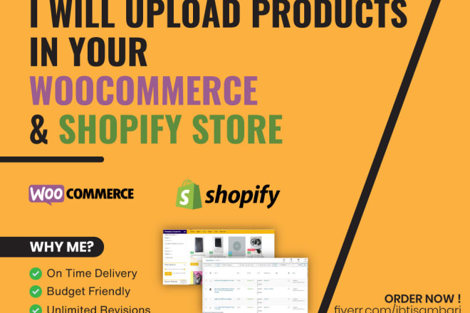 I will upload your products in your woocommerce or shopify store