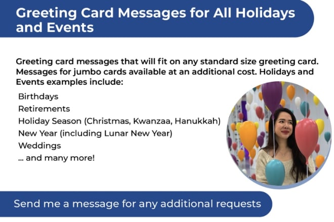 I will write you a greeting card message for any holiday