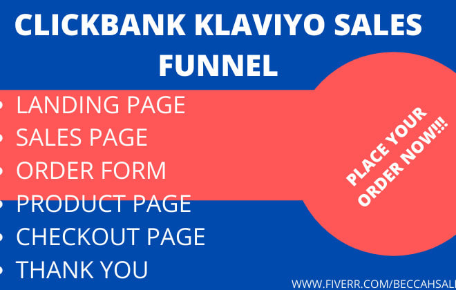 I will build clickbank klaviyo salesfunnel, shopify salesfunnel, affiliate marketing