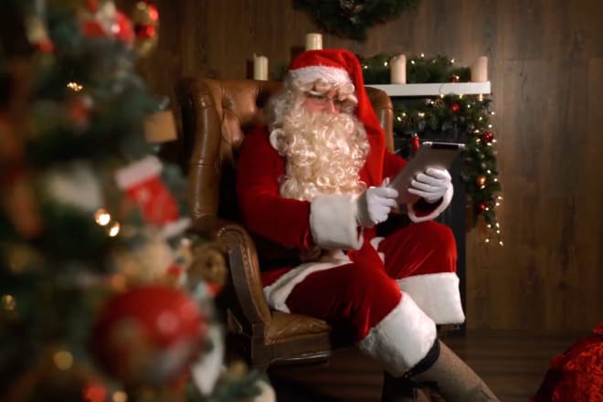 I will christmas promo video with santa claus