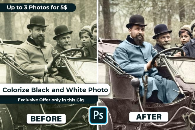 I will colorize black and white photo
