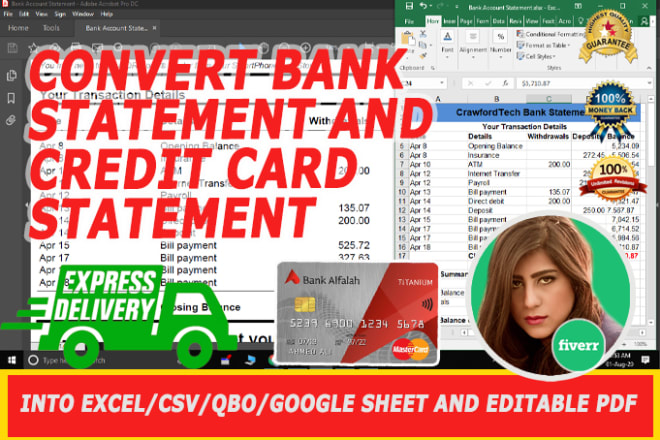 I will convert bank statement and credit card statement into excel, CSV and editable