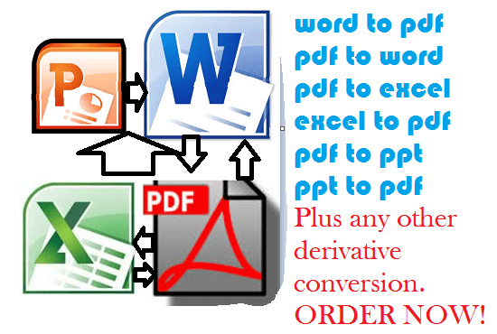 I will convert pdf to word, excel, ppt, word to pdf