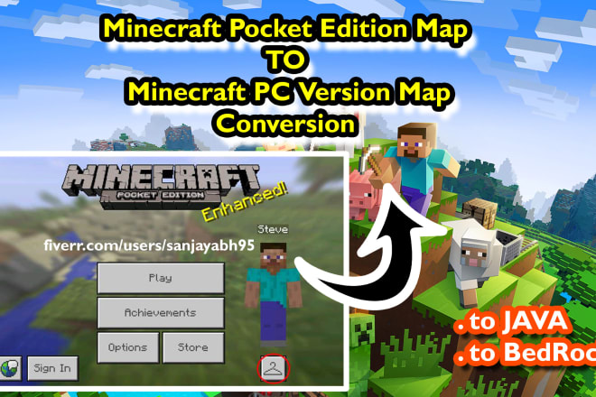 I will convert your minecraft pe world map to pc version map
