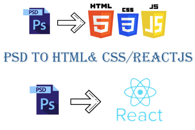 I will convert your psd or xd file to HTML and react