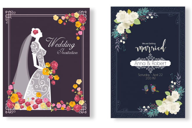 I will couple wedding card, party and invitation cards design
