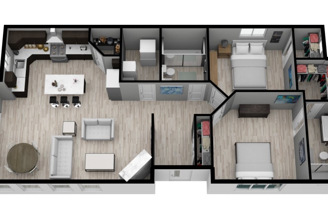 I will create 2d and 3d floor plan and rendering using floorplanner