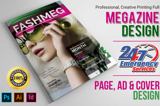 I will create a magazine cover, ad 24 hours