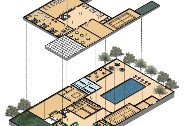 I will create an axonometric diagram of your architecture project