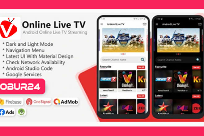 I will create android live tv streaming app with admin panel