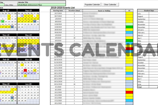 I will create any kind of dynamic digital calendar spreadsheet in excel for you