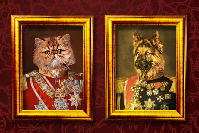 I will create custom royal pet portrait oil painting for your pet