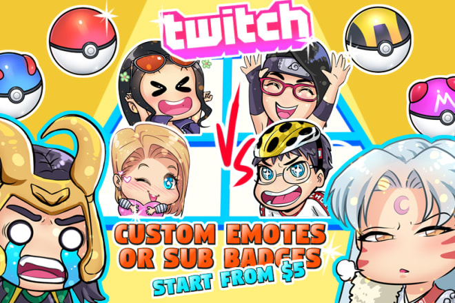 I will create custom twitch emotes or sub badges