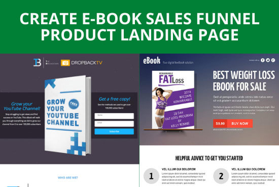 I will create ebook sales funnel or product landing page