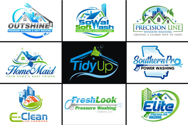 I will create modern cleaning, pressure washing and power washing logo