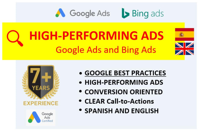 I will create new ads for google ads english or spanish