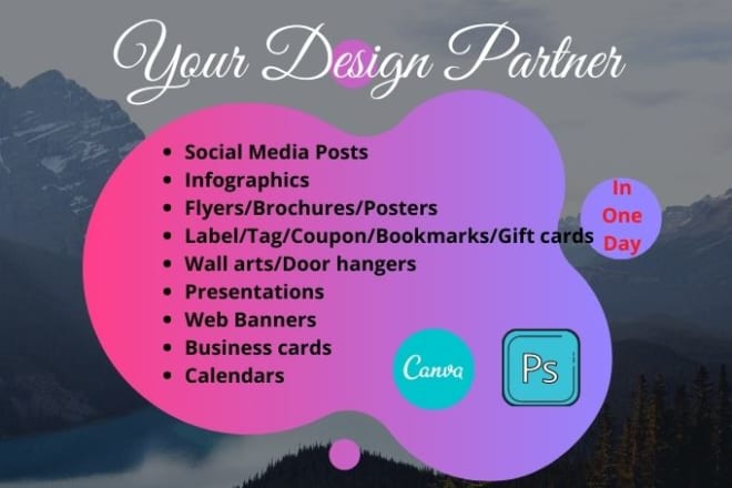 I will create photoshop and canva designs in a professional way