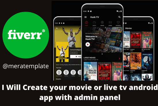I will create your movie or live tv android app with admin panel