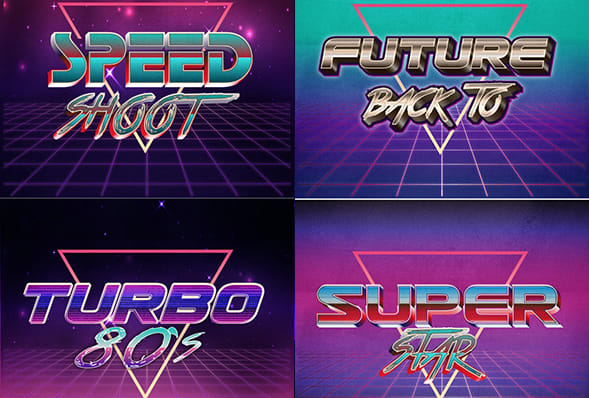 I will design 80s logo retro vintage neon chrome 3d game style