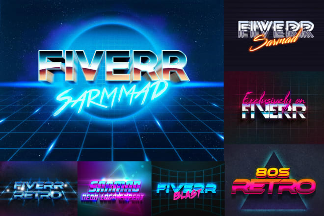 I will design 80s retro chrome neon effects 3d logo in 12 hrs